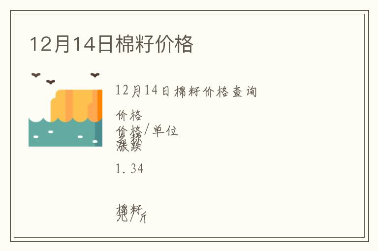 12月14日棉籽價(jià)格