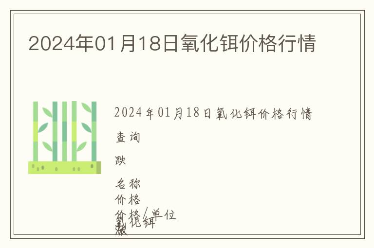 2024年01月18日氧化鉺價格行情