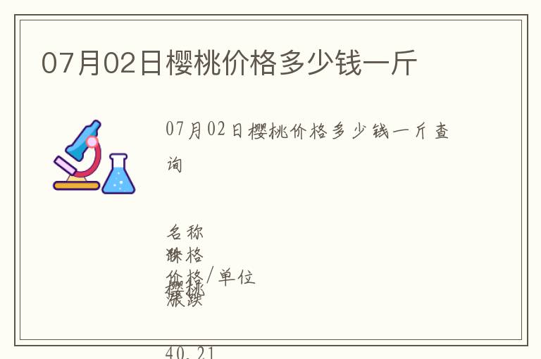 07月02日櫻桃價(jià)格多少錢一斤