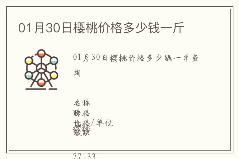 01月30日櫻桃價(jià)格多少錢一斤