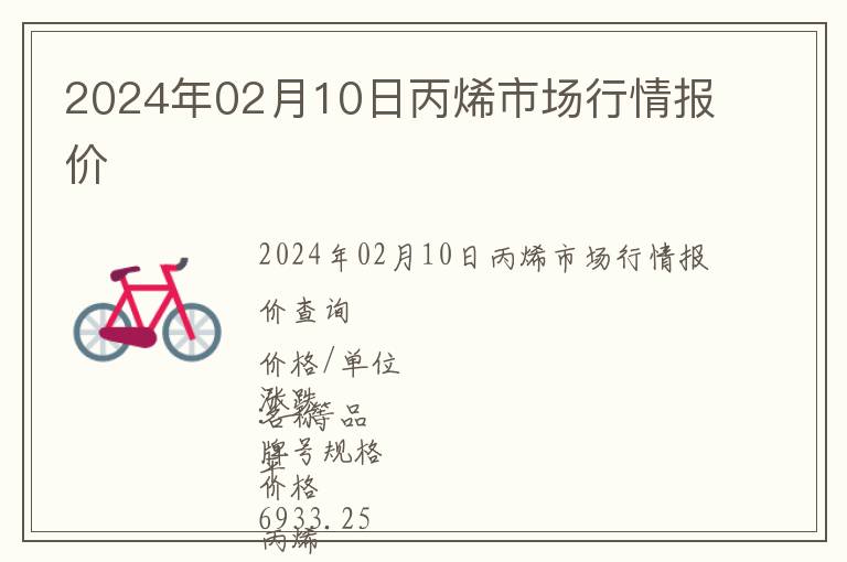 2024年02月10日丙烯市場行情報價