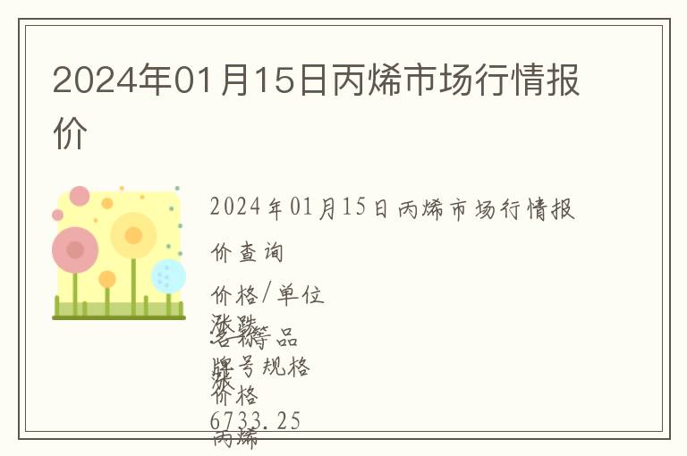 2024年01月15日丙烯市場行情報價