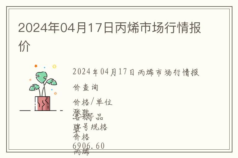 2024年04月17日丙烯市場行情報(bào)價(jià)