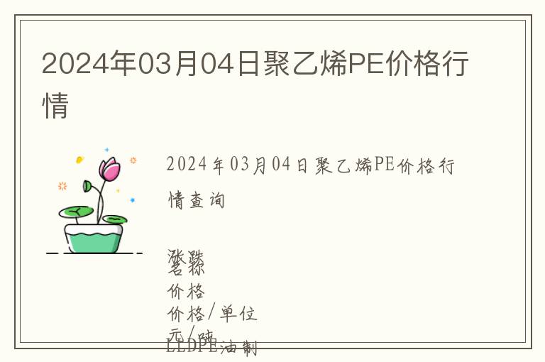 2024年03月04日聚乙烯PE價(jià)格行情