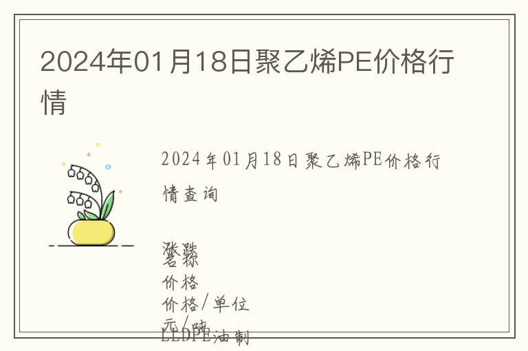 2024年01月18日聚乙烯PE價格行情