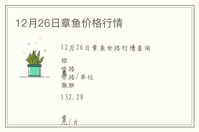 12月26日章魚價(jià)格行情