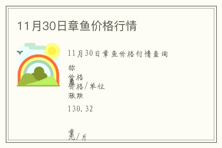 11月30日章魚價(jià)格行情