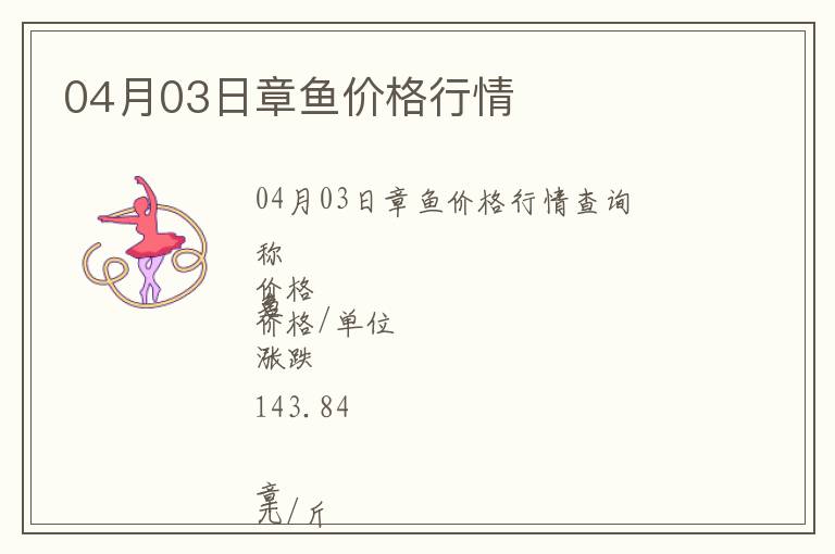 04月03日章魚(yú)價(jià)格行情