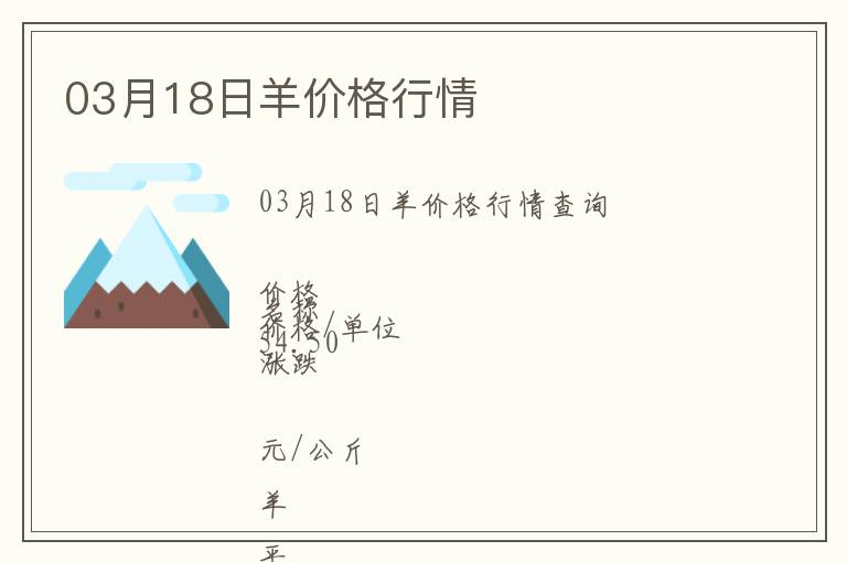 03月18日羊價格行情