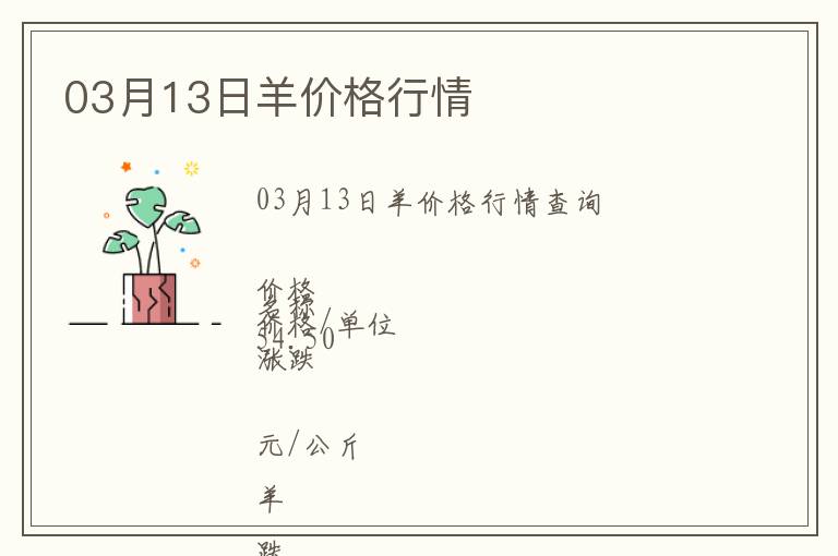 03月13日羊價(jià)格行情