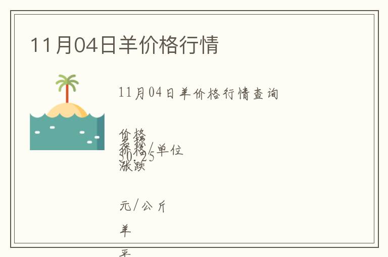 11月04日羊價(jià)格行情