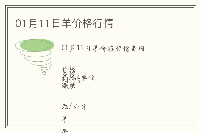 01月11日羊價(jià)格行情