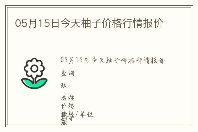 05月15日今天柚子價(jià)格行情報(bào)價(jià)