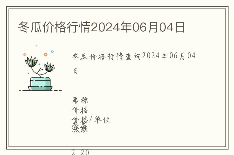 冬瓜價(jià)格行情2024年06月04日