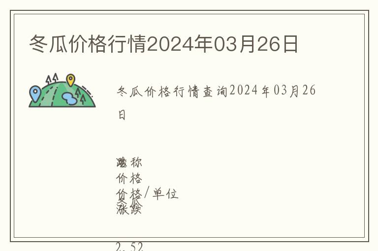 冬瓜價格行情2024年03月26日