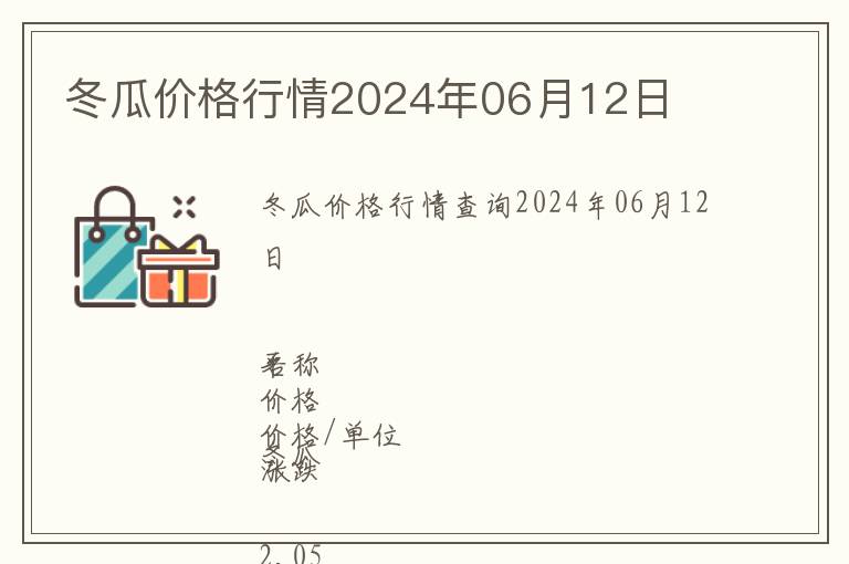 冬瓜價格行情2024年06月12日