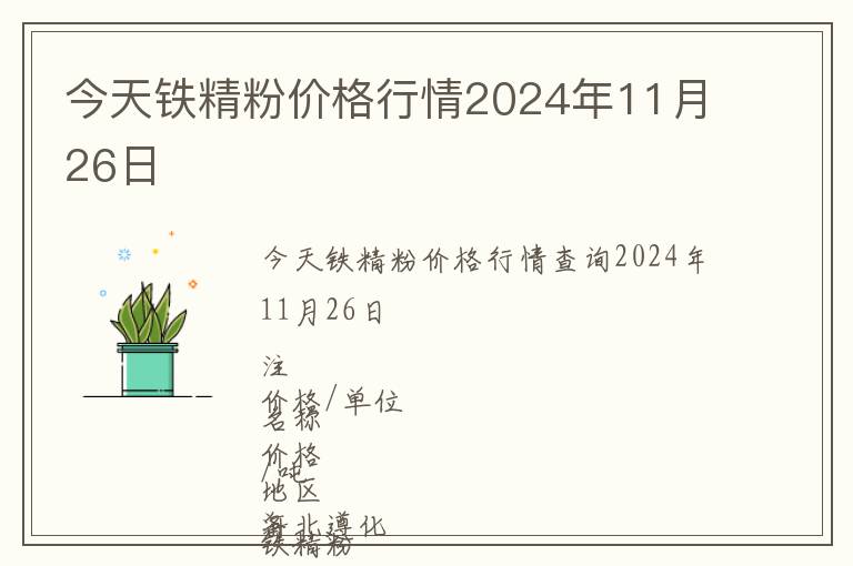 今天鐵精粉價(jià)格行情2024年11月26日