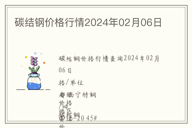 碳結(jié)鋼價格行情2024年02月06日