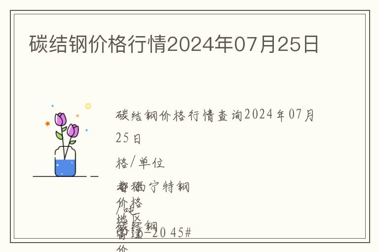 碳結(jié)鋼價(jià)格行情2024年07月25日
