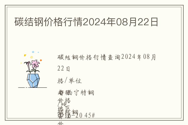 碳結(jié)鋼價格行情2024年08月22日