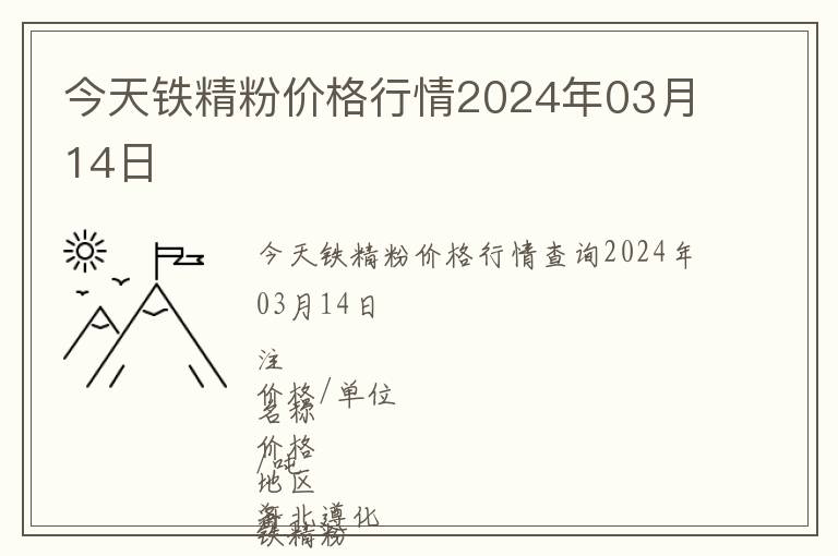 今天鐵精粉價(jià)格行情2024年03月14日