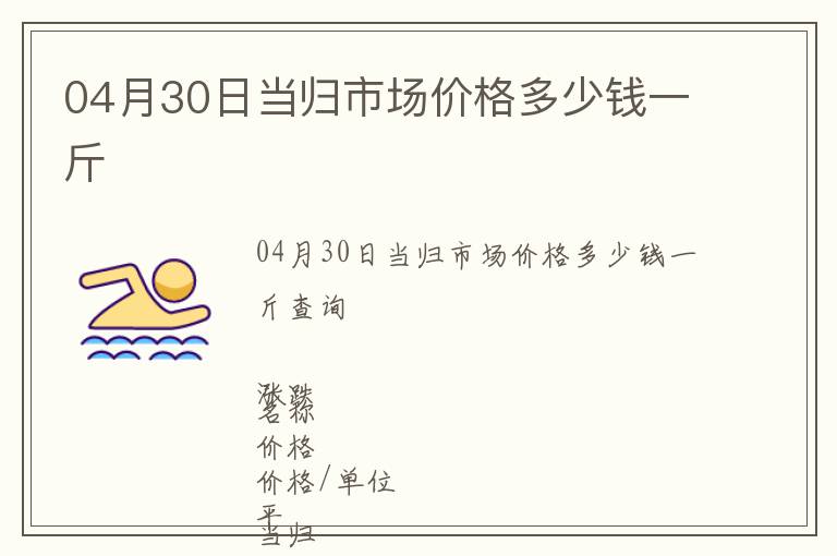 04月30日當(dāng)歸市場(chǎng)價(jià)格多少錢(qián)一斤