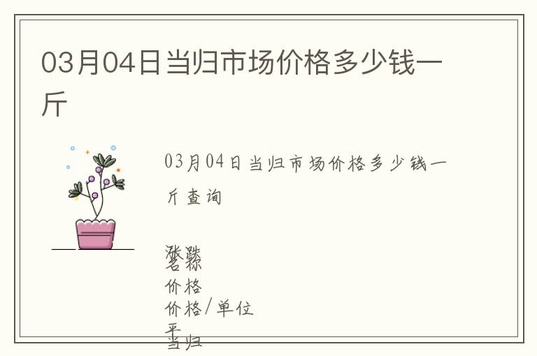 03月04日當(dāng)歸市場價(jià)格多少錢一斤