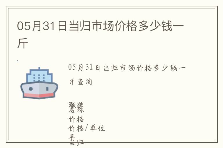 05月31日當(dāng)歸市場(chǎng)價(jià)格多少錢一斤