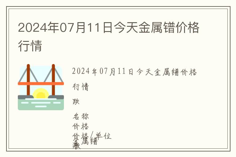 2024年07月11日今天金屬鐠價格行情