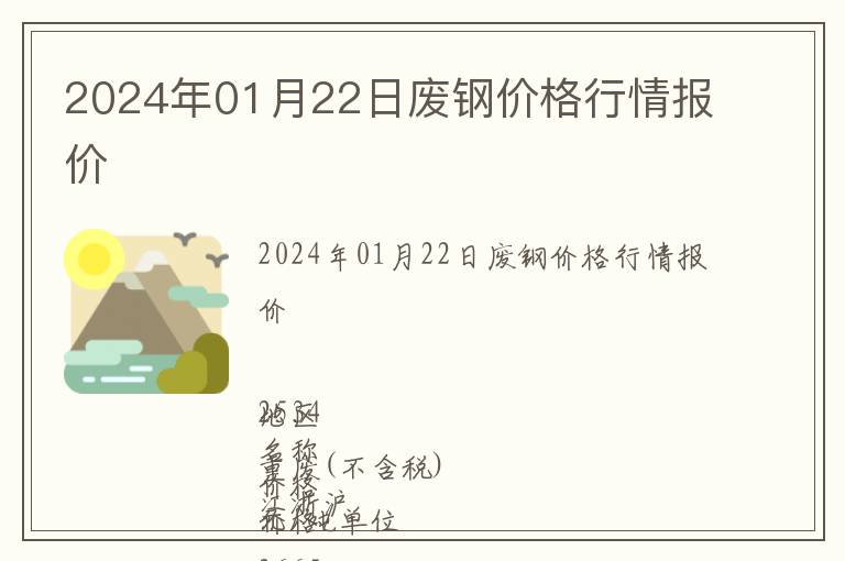 2024年01月22日廢鋼價格行情報價