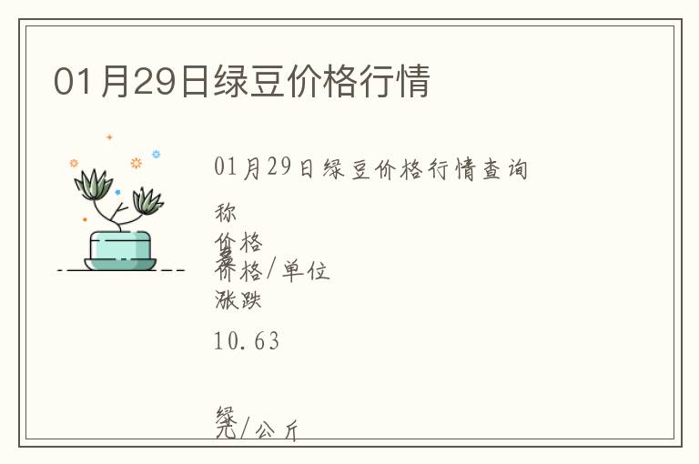 01月29日綠豆價格行情