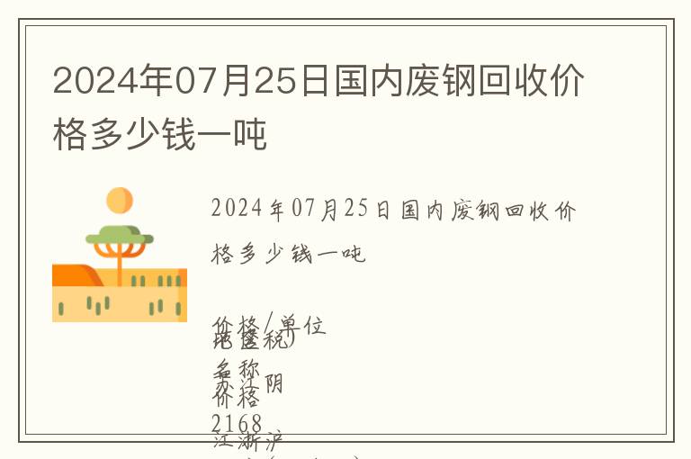 2024年07月25日國內廢鋼回收價格多少錢一噸