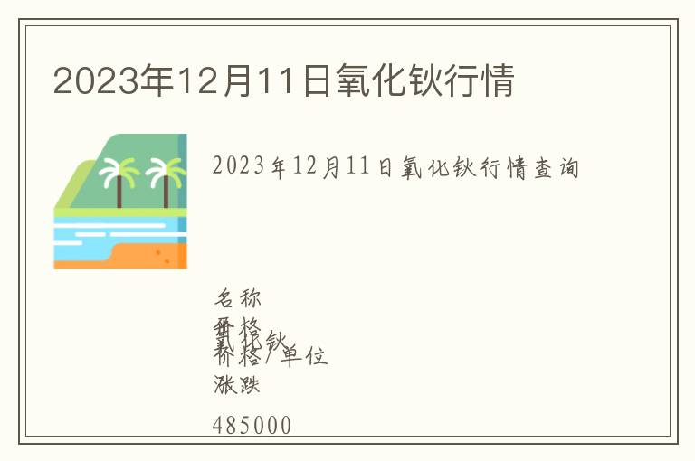 2023年12月11日氧化鈥行情