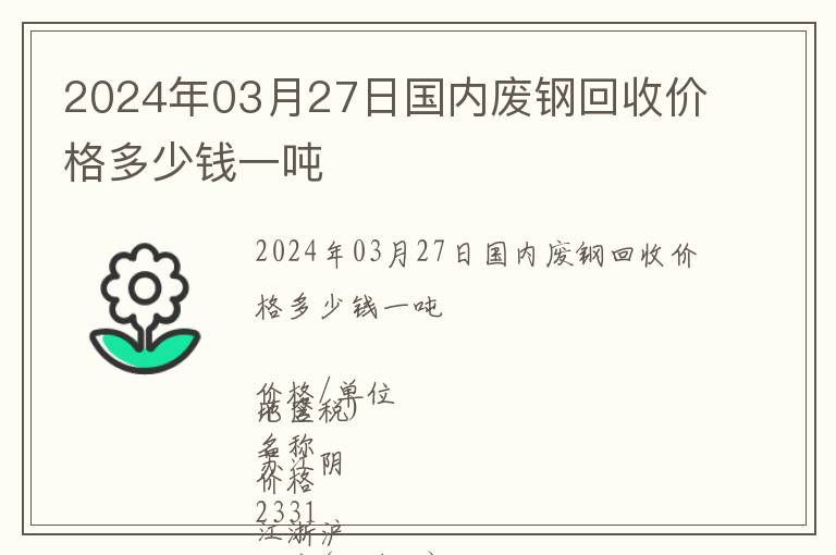2024年03月27日國內(nèi)廢鋼回收價格多少錢一噸