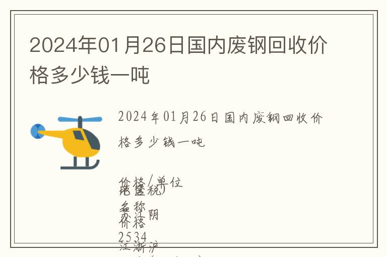 2024年01月26日國內廢鋼回收價格多少錢一噸