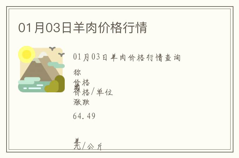 01月03日羊肉價(jià)格行情