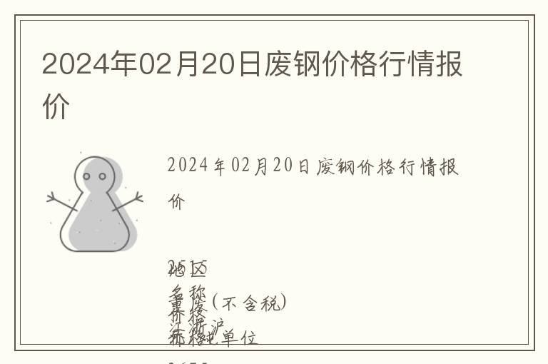 2024年02月20日廢鋼價(jià)格行情報(bào)價(jià)