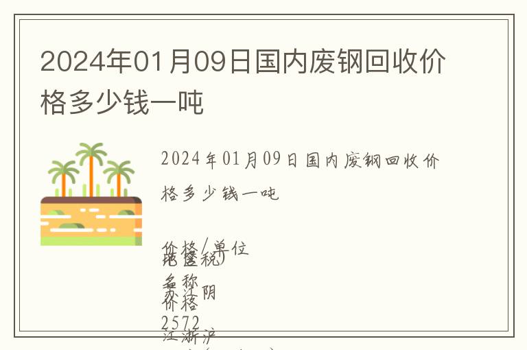 2024年01月09日國內廢鋼回收價格多少錢一噸
