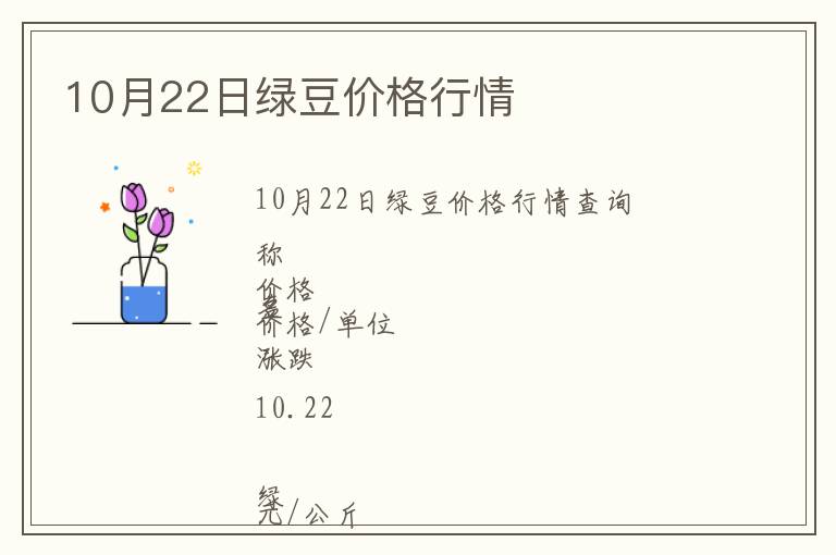 10月22日綠豆價格行情