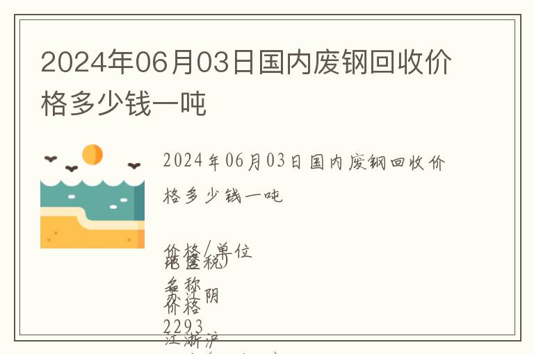 2024年06月03日國內(nèi)廢鋼回收價(jià)格多少錢一噸