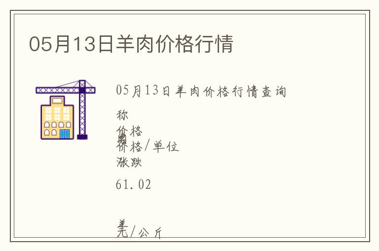 05月13日羊肉價格行情