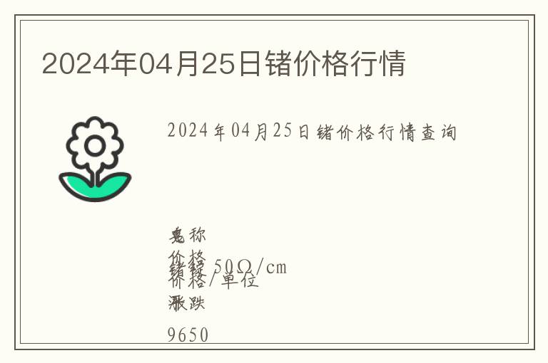 2024年04月25日鍺價(jià)格行情
