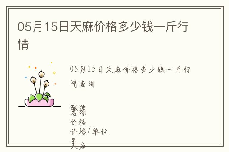 05月15日天麻價格多少錢一斤行情