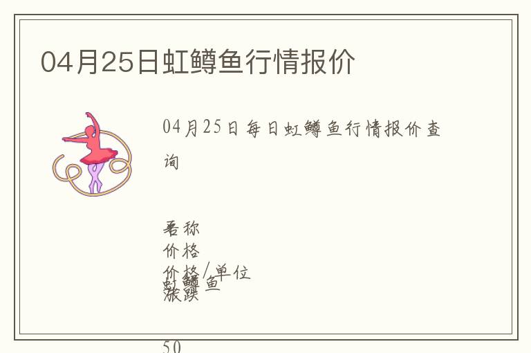 04月25日虹鱒魚行情報價