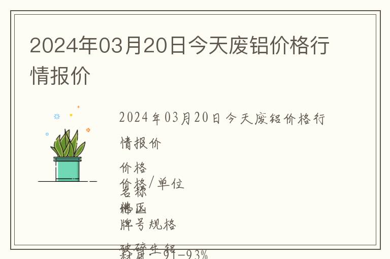 2024年03月20日今天廢鋁價(jià)格行情報(bào)價(jià)