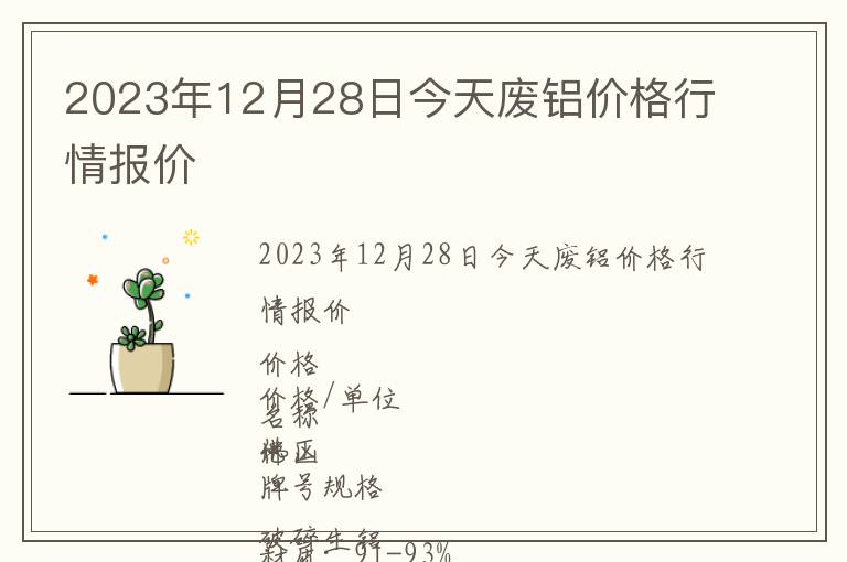 2023年12月28日今天廢鋁價格行情報價