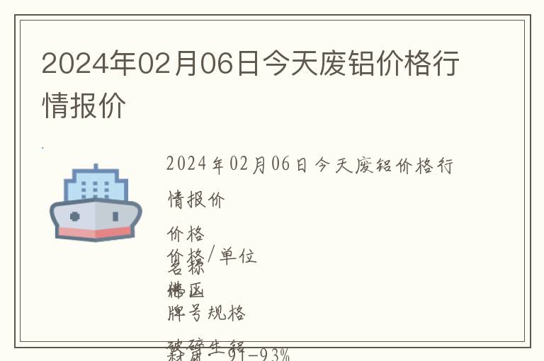 2024年02月06日今天廢鋁價(jià)格行情報(bào)價(jià)