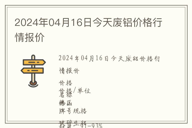 2024年04月16日今天廢鋁價(jià)格行情報(bào)價(jià)