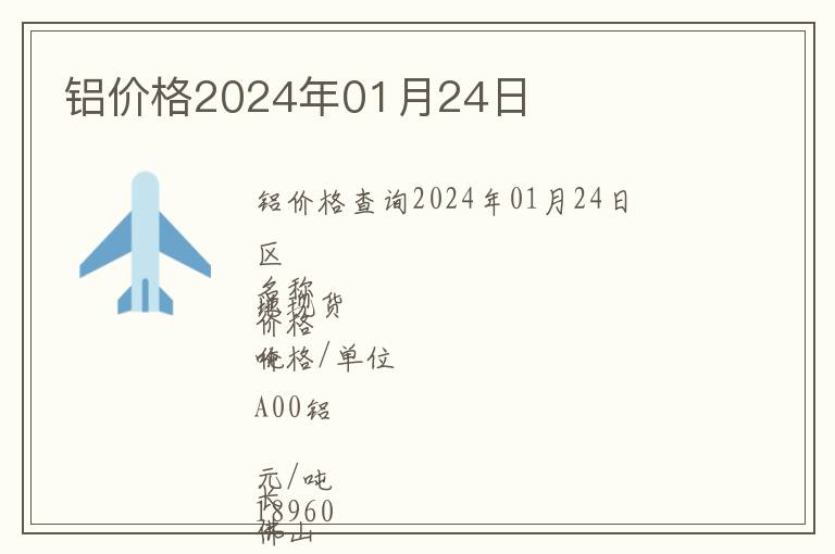 鋁價(jià)格2024年01月24日