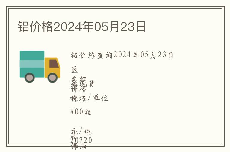 鋁價格2024年05月23日